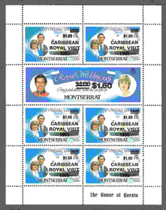 1985 Montserrat Sheet of 7 $1.60 Overprint Postage Stamps - MNH, OG -Sc# 578-579