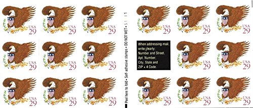 1992 Eagle & Shield with Red USA 29 - Pane of 17 29c Stamps, Scott2597a, MNH, OG