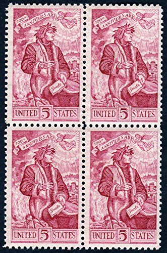1965 Dante Alighieri Block of 4 5c Postage Stamps, Scott1268, MNH, OG