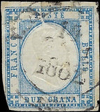 1861 Two Sicilies, Italy 2g Stamp - Sc# 22 - 2 Tears Top