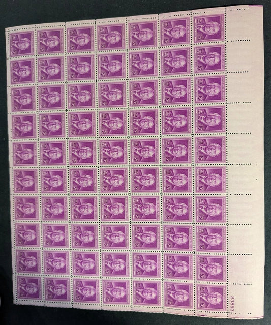 1948 USA Harlan Stone 3c Sheet -Scott 965 -MNH, Undisturbed OG - No Sig Flaws -2