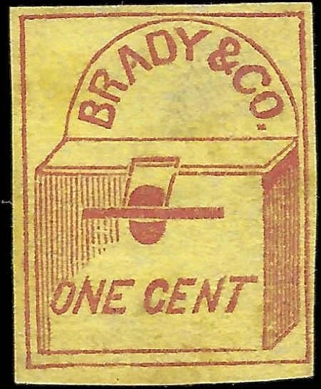Brady & Co 20L1 One Cent Local — Period Forgery Taylor/Hussey Type OG MH, OG