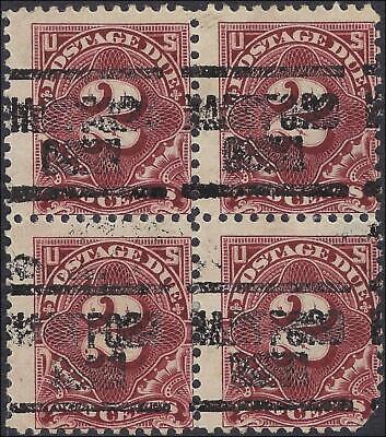 VEGAS - 1917 Postage Due 2c - Scott J62 Block Of 4 - Used - Corner Flaw