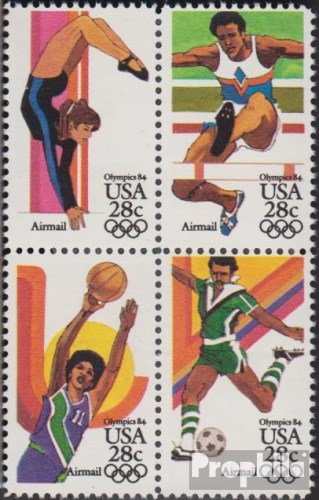 1984 Olympics Airmail- Block of 4 28c Postage Stamps - Sc#1636-1639 MNH,OG