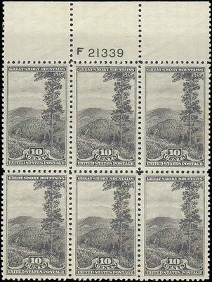 c1934 - #749 Smoky Mtns Plate Block of 6 - MLH, OG