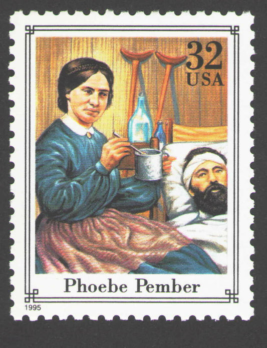 1995 Civil War Phoebe Pember Single 32c Postage Stamp, Scott 2975r, MNH, OG