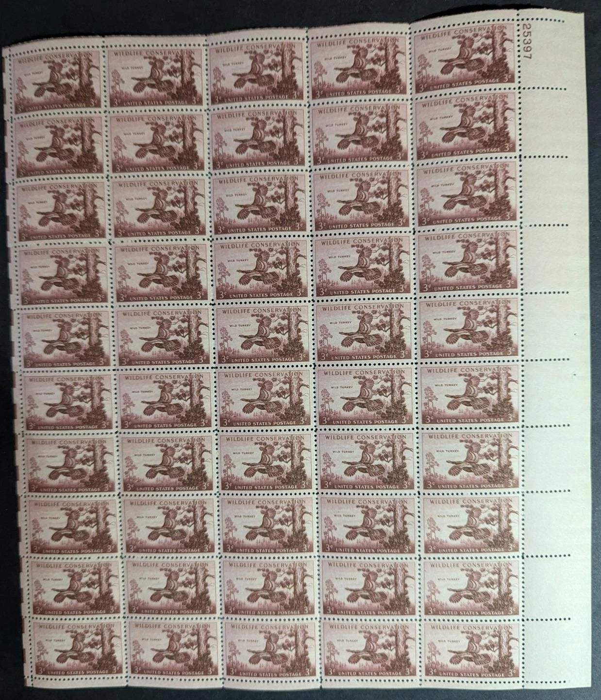 1956 USA 3c Wildlife Sheet -Scott 1077 -MNH, Undisturbed OG - No Sig Flaws