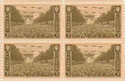 1945 U.S. Army Block of 4 3c Postage Stamps, Scott934, MNH, OG