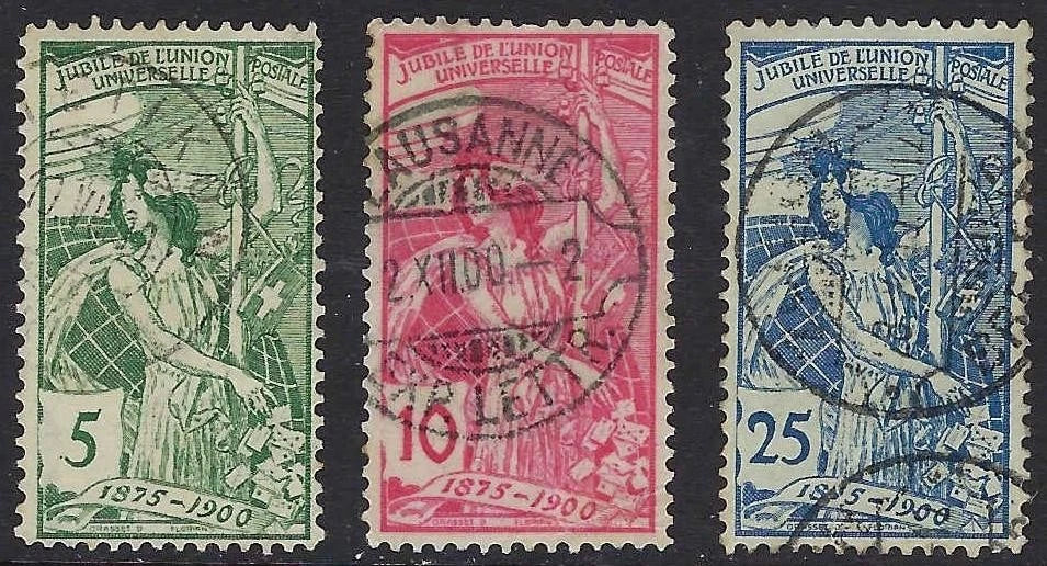 1900 Switzerland - Scott 98-100 - Used Full Set - 100 with Small Tear Bottom