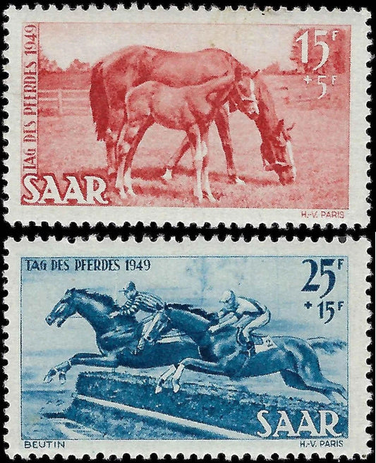 1949 Saar Sc# B67-B68 - MNH, Spot on Gum Otherwise Undisturbed OG