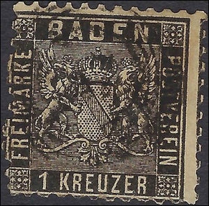 c1862 Baden, Germany 1kr - Sc# 15 - Used - Cat= $87.50!
