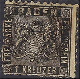 c1862 Baden, Germany 1kr - Sc# 15 - Used - Cat= $87.50!