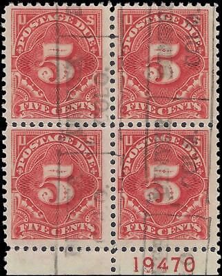VEGAS - 1917 Postage Due 5c - Scott J64 Plate Block Of 4 - Used - Nice!