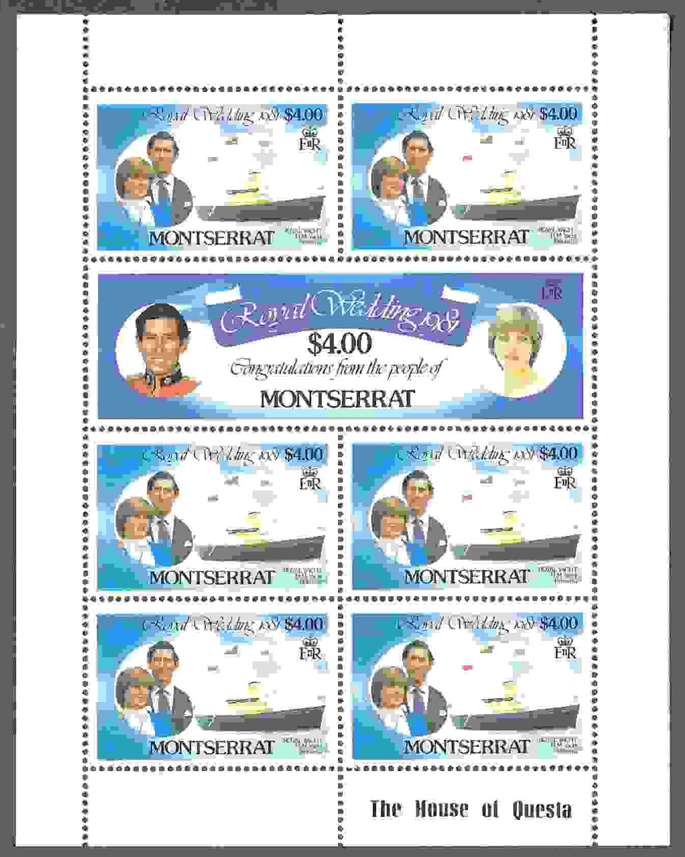 1981 Montserrat Sheet of 7 - 4 Dollar Postage Stamps - MNH, OG - Scott 469-470