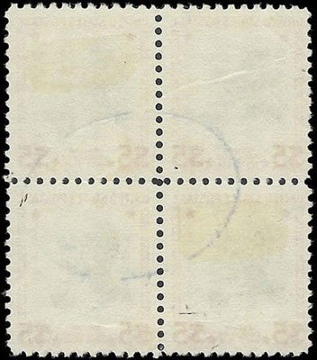 c1938 - Scott 834 $5 President Coolidge Block of 4 - Used - Choice Centering!