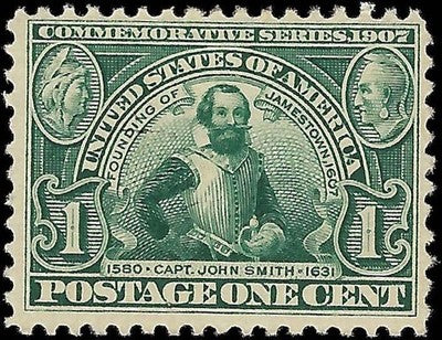 c1904 - #328 Jamestown - Well Centered - MH, OG