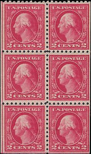 VEGAS - 1914 USA Booklet Pane of 6 - Scott 425e - MH, OG - Nice Color Variation