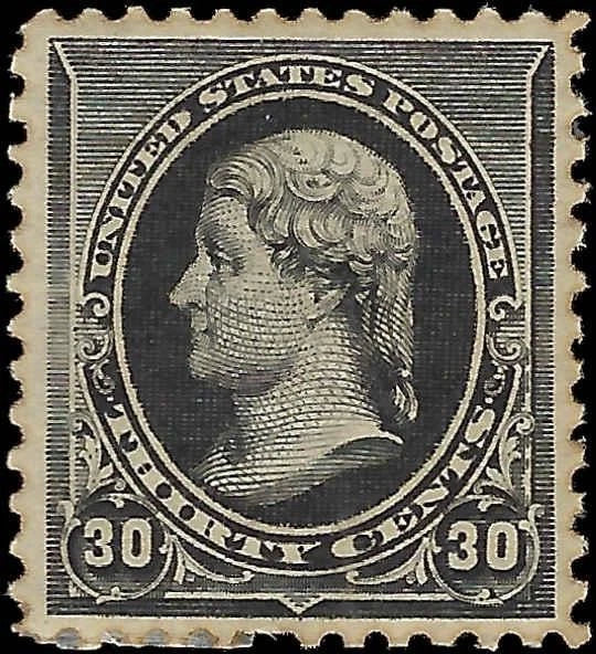 c1890 - Scott 228 Jefferson 30c - MH, OG - Great Centering with Short Perf