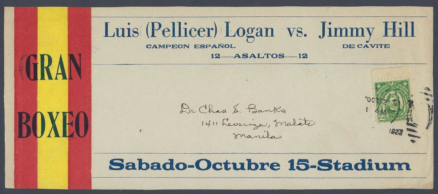 1927 Philippines Boxing Cover Gran Boxeo Manila Logan vs Hill Spanish Champion