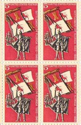 1965 Settlement of Florida Block of 4 5c Postage Stamps, Scott1271, MNH, OG