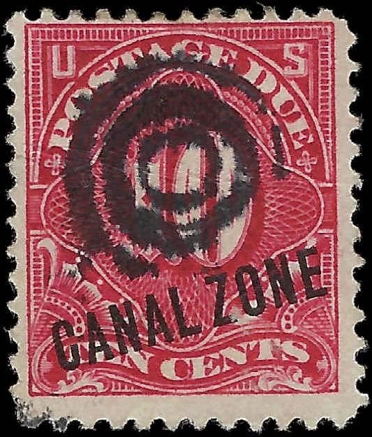 1914 USA Canal Zone10c Postage Due - Scott J3 - Used - Clean