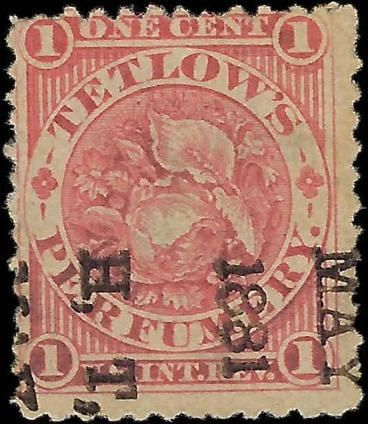 Tetlow's Perfumery RT19 Private Die Revenue 1c Used 1881 Cancel Civil War Tax