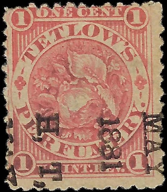 Tetlow's Perfumery RT19 Private Die Revenue 1c Used 1881 Cancel Civil War Tax