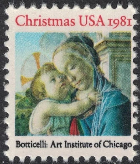 1981 Madonna Child (Botticelli) Single 20c Stamp, Scott1939, MNH, OG