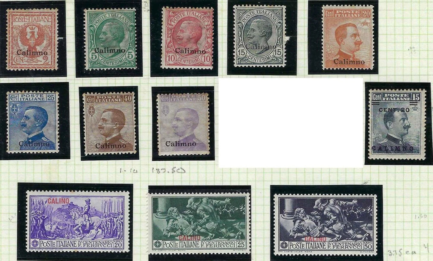 1912-30 Italy Offices In Calino Short Set - Scott 1-14 Less 9&10 - Spotty Toning