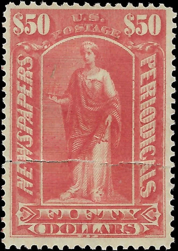 c1897 - Scott PR124 Newspaper Periodical Stamp $50 - MH -Repaired Tear