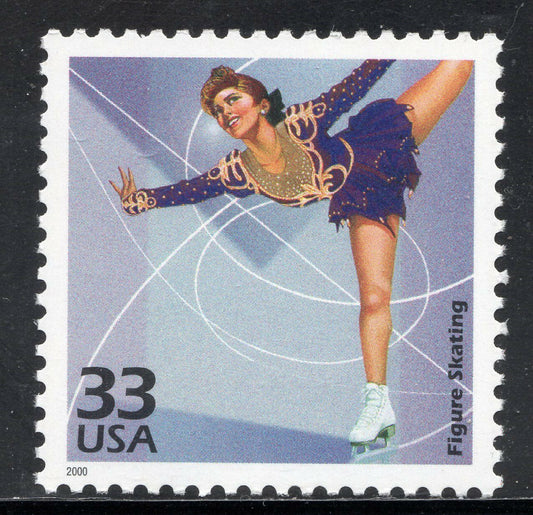 2000 Figure Skating Single 33c Postage Stamp, Scott 3190e, MNH, OG