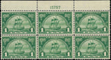 c1924 - Scott #614 Huguenot-Walloon Plate Block of 6 - MH, OG - Nice & Solid