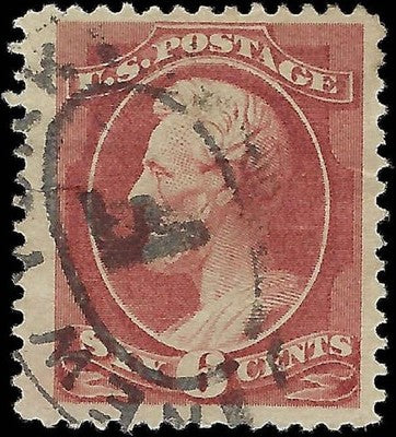 c1882 - Scott 208a Lincoln 5c Stamp - Used Jumbo with Nice Margins- Micro Tear