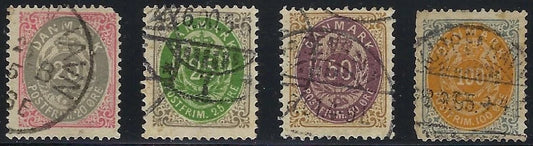 1875 Denmark Lot - Scott 31-34 - Used - As Shown - Some Minor Flaws