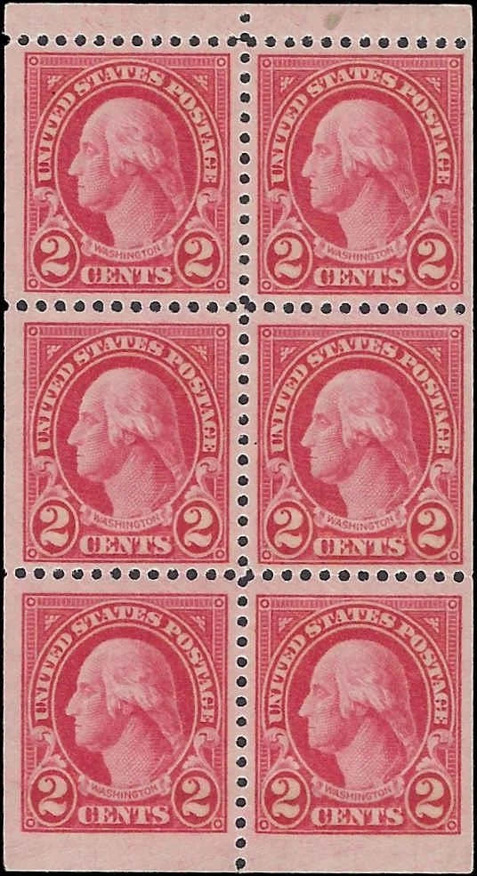 c1926 - #634 2c Booklet Pane of 6 -Mint, Disturbed Gum (Perf 11x10.5) Fresh!