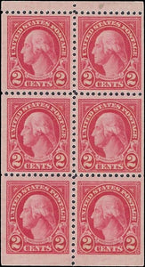 c1926 - #634 2c Booklet Pane of 6 -Mint, Disturbed Gum (Perf 11x10.5) Fresh!