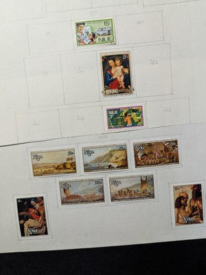 Niue Collection on Home Made Pages - Most MH - Some Used - 8 Photos
