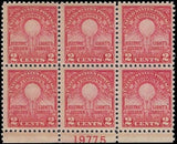 c1929 - 654 Edison's Electric Light Issue Plate Block of 6, MNH, Undisturbed OG
