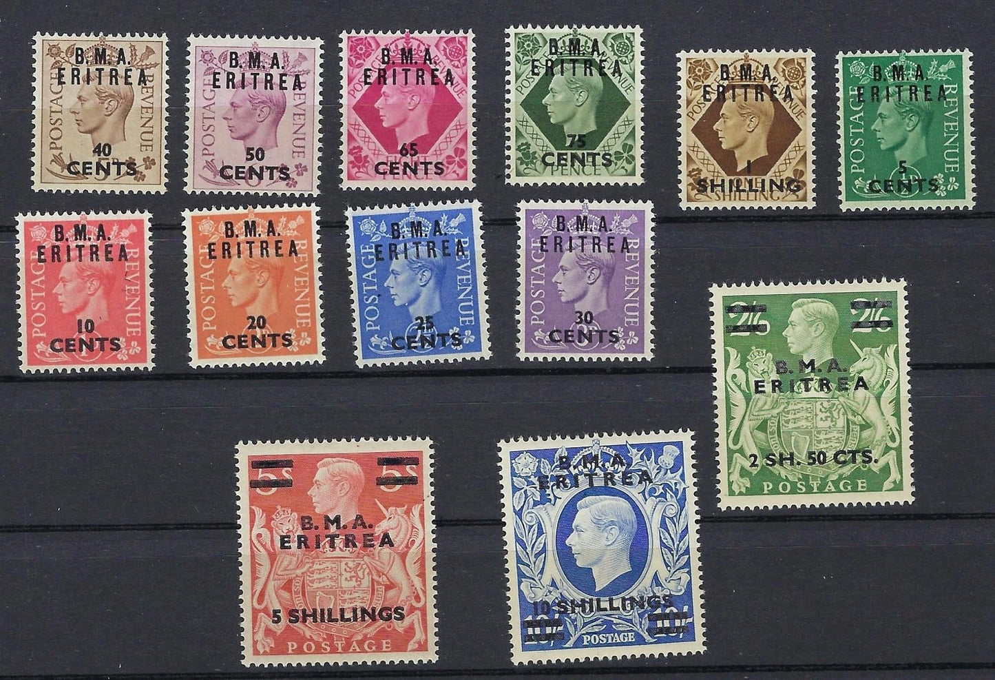 1948 Great Britain in Eritrea - Sc# 1-13 - All MNH, Undisturbed OG - Top Choice!