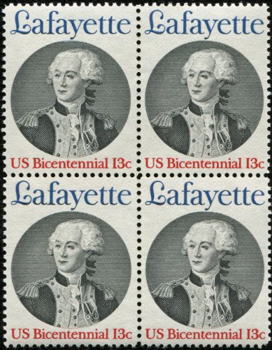 1977 Lafayette Block of 4 13cPostage Stamps, Scott1716, MNH, OG