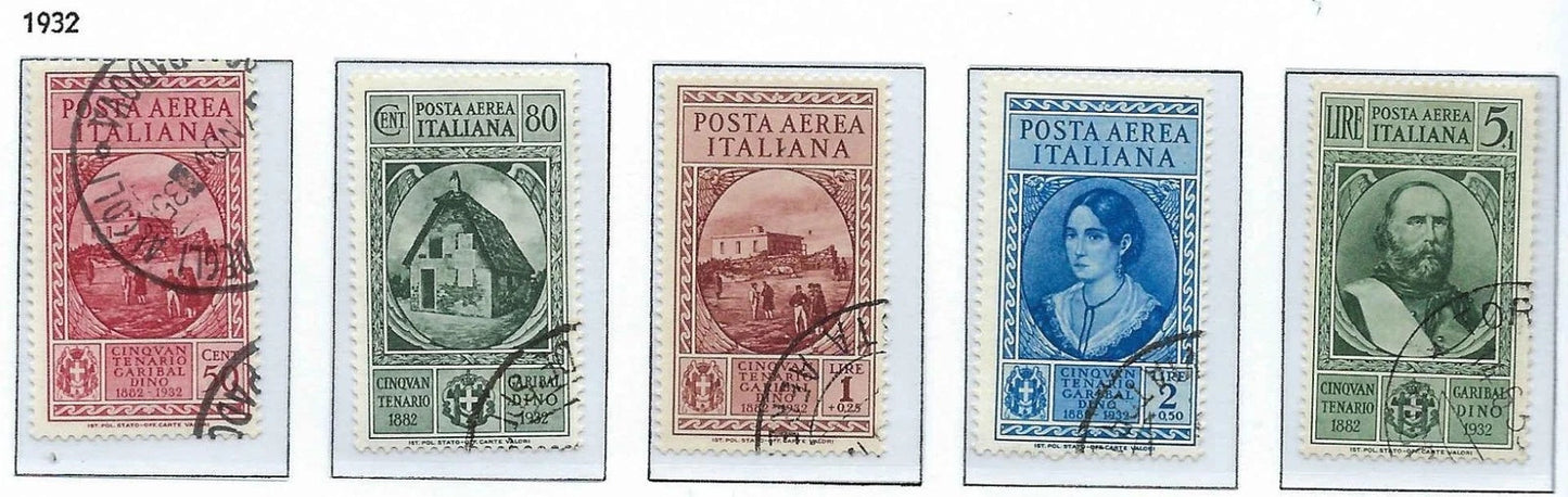 1932 Italy Air Post -Scott C35-C39 - All Canceled - Quality! - Cat= $151