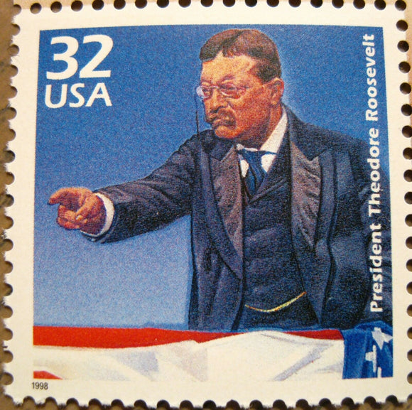 1998 The 1900s Theodore Roosevelt Single 33c Postage Stamp, Sc# 3182b, MNH, OG