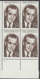 1994 Edward R. Murrow Plate Block of 4 29c Postage Stamps, Sc# 2812, MNH, OG