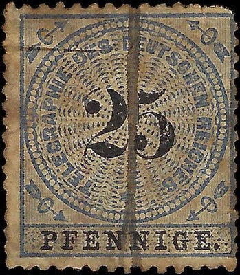 c1875 Germany 25pf Telegraph Stamp Used with Cancel