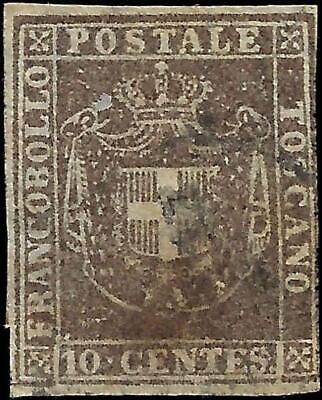VEGAS - 1860 Tuscany Italy 10c Stamp -Scott 19 - Used - FV154