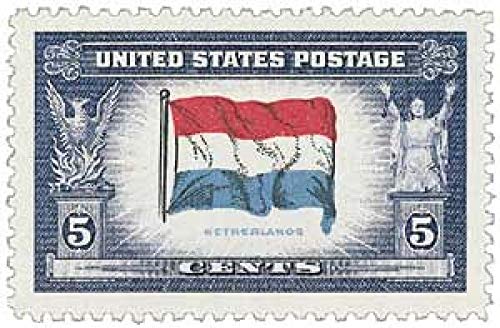 1943WWII Overrun Country Netherlands, Single 5c Postage Stamp, Scott913, MNH,OG