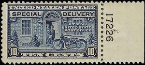 c1922 Special Delivery with Plate # - Sc# E12 (P11) - Very Light Hinge Mark
