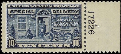 c1922 Special Delivery with Plate # - Sc# E12 (P11) - Very Light Hinge Mark