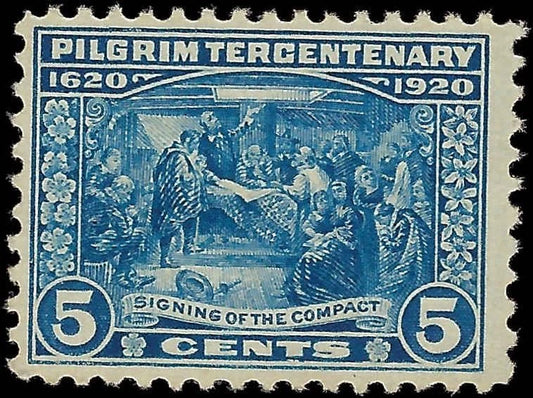 c1920 - Scott # 550 5c Pilgrim MNH, OG with Apparent Natural Gum Crease