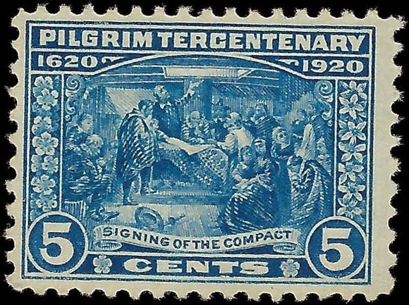 c1920 - Scott # 550 5c Pilgrim MNH, OG with Apparent Natural Gum Crease